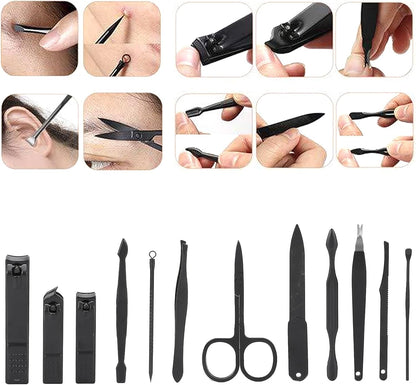 Ensembles 12 pcs de coupe-ongles professionnels en acier inoxydable