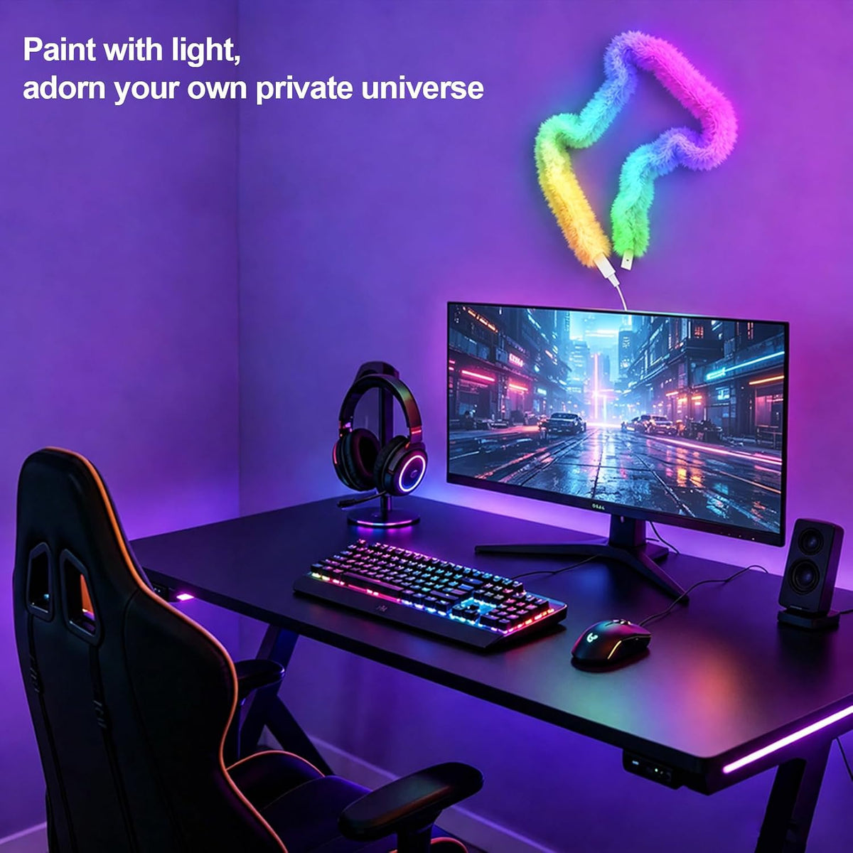 Bande LED RGBIC Intelligente Fluffy Light 360° USB App Control 2M - شريط إضاءة ليد ذكي إضاءة محيطية 360 درجة