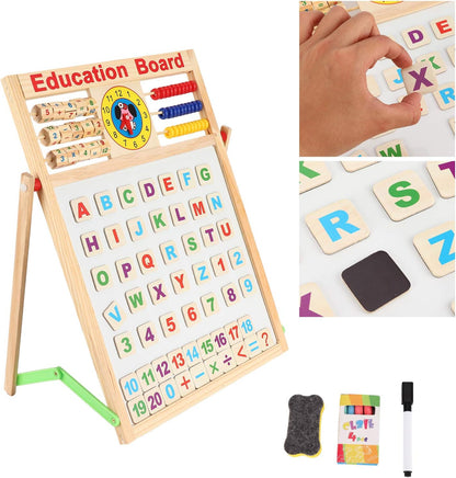 Tableau éducatifs magnétique double face en bois pour enfants