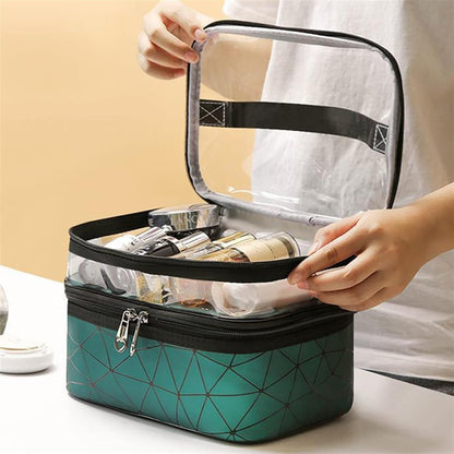 Trousse de maquillage et cosmétiques double couche étanche V1