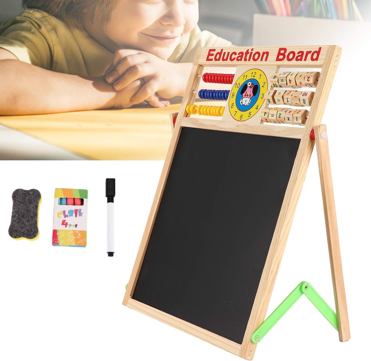 Tableau éducatifs magnétique double face en bois pour enfants