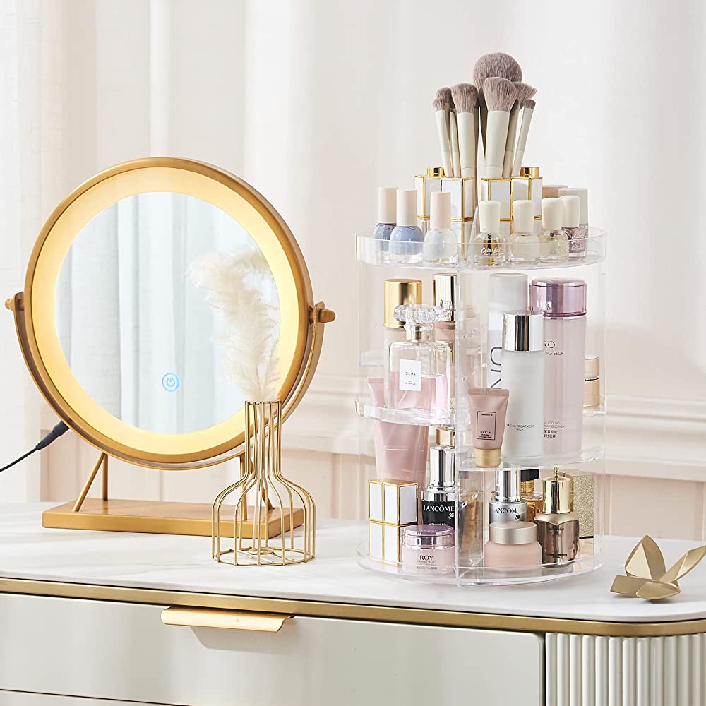 Organisateur de maquillage rotatif à 360 ° en Crystal acrylique