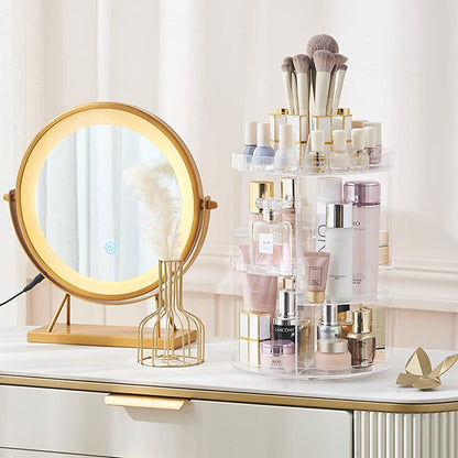 Organisateur de maquillage rotatif à 360 ° en Crystal acrylique