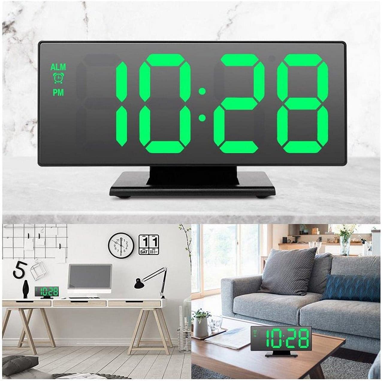Horloge et réveil thermomètre de table electronique lumineux DS-3618L