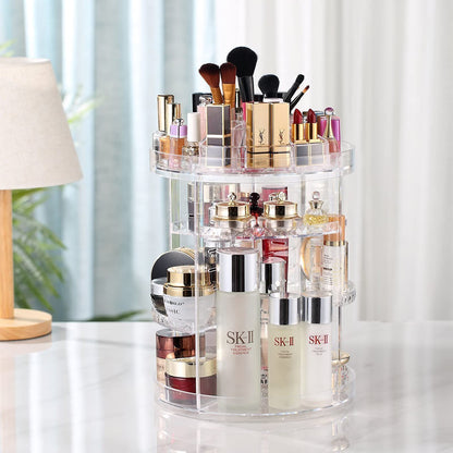 Organisateur de maquillage rotatif à 360 ° en Crystal acrylique