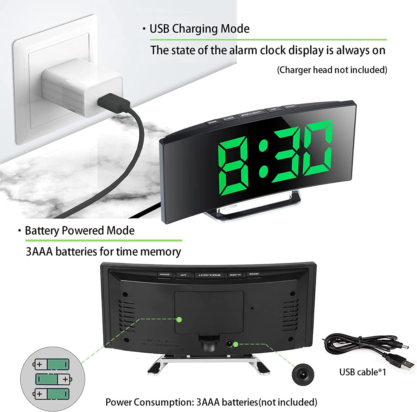 Horloge et réveil thermomètre de table electronique lumineux