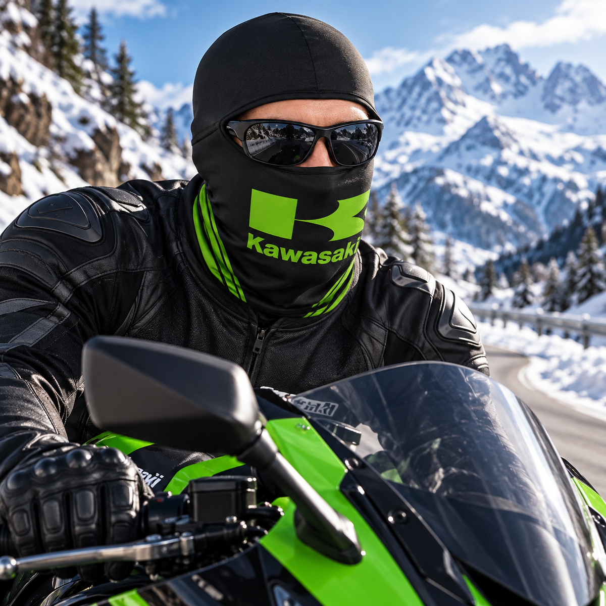 Cagoule Moto Thermique Balaclava Kawasaki - قناع واقي وجه كامل حراري للدراجات النارية