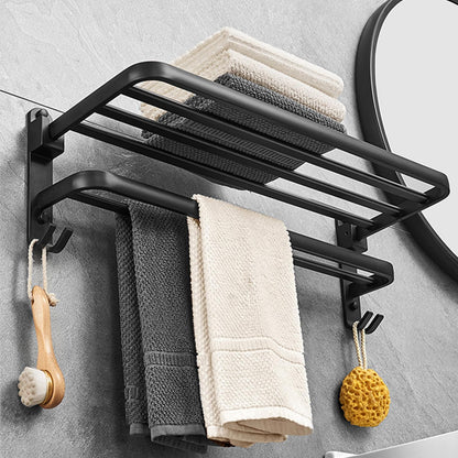 Porte-serviette mural pliable en aluminium Noir – خفيف، متين، ويعطي لمسة عصرية لحمامك - تنزوت