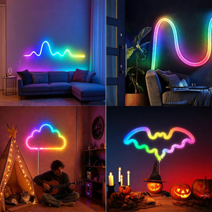 Bande LED RGBIC Intelligente Fluffy Light 360° USB App Control 2M - شريط إضاءة ليد ذكي إضاءة محيطية 360 درجة