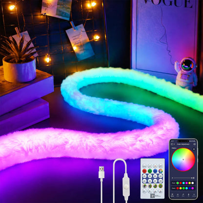 Bande LED RGBIC Intelligente Fluffy Light 360° USB App Control 2M - شريط إضاءة ليد ذكي إضاءة محيطية 360 درجة