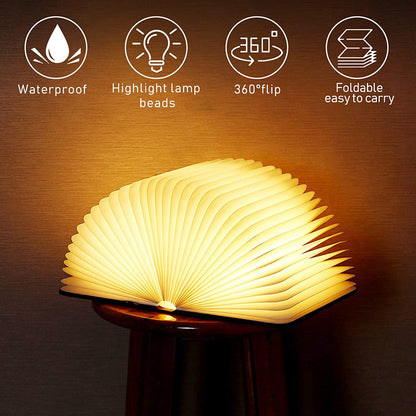 Livre lumineux LED pliable en bois 5 Modes d'éclairage rechargeable تنزوت