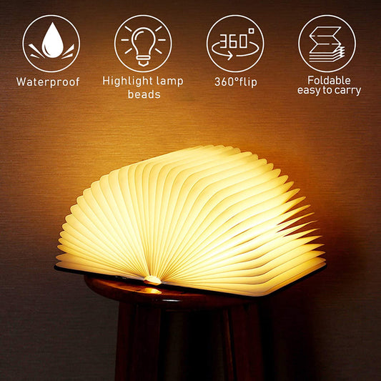 Livre lumineux LED pliable en bois 5 Modes d'éclairage rechargeable تنزوت
