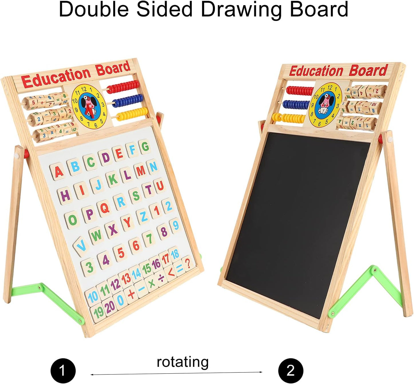 Tableau éducatifs magnétique double face en bois pour enfants