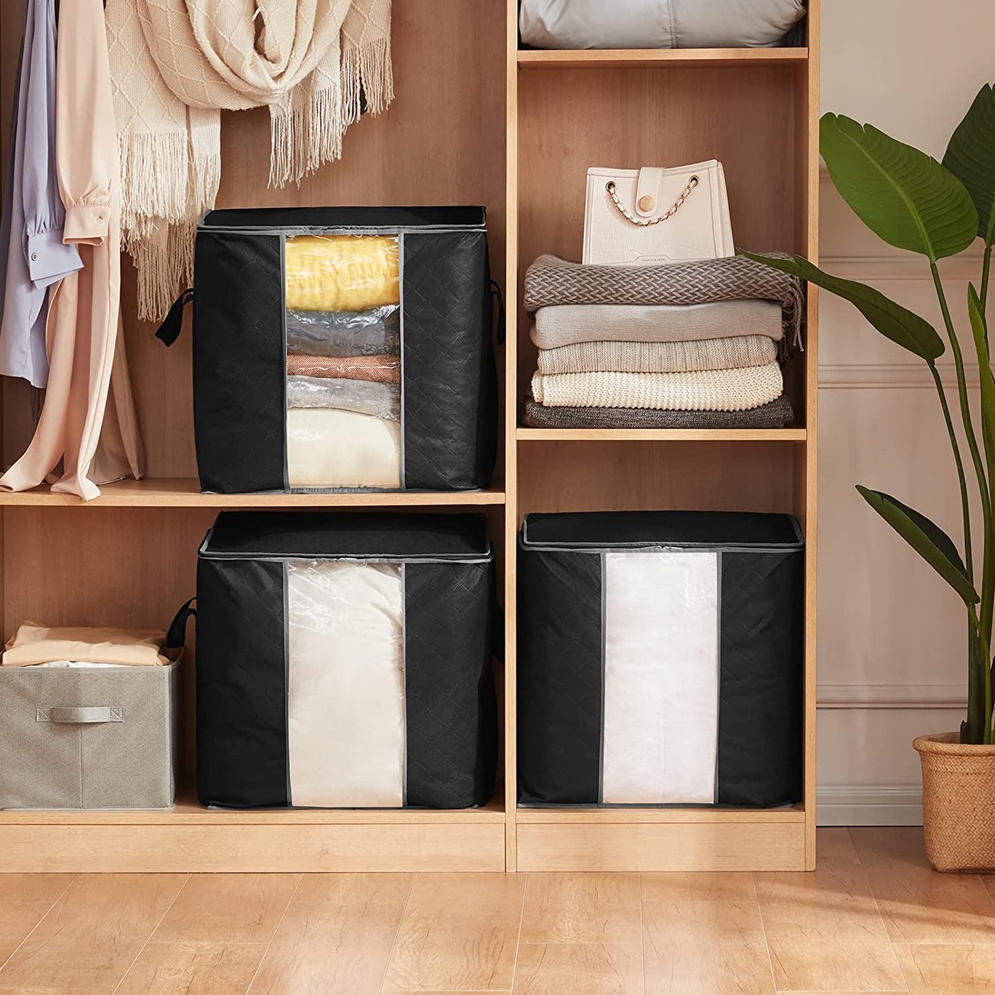Sacs de rangement pour couette et vêtements 90L (1pcs) Noire
