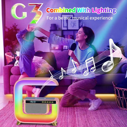 Réveil intelligente RGB type Big G Wireless Charger / Speaker Bluetooth 5.0 - منبه ذكي و شاحن لاسلكي ومكبر صوت بلوتوث XM-G3