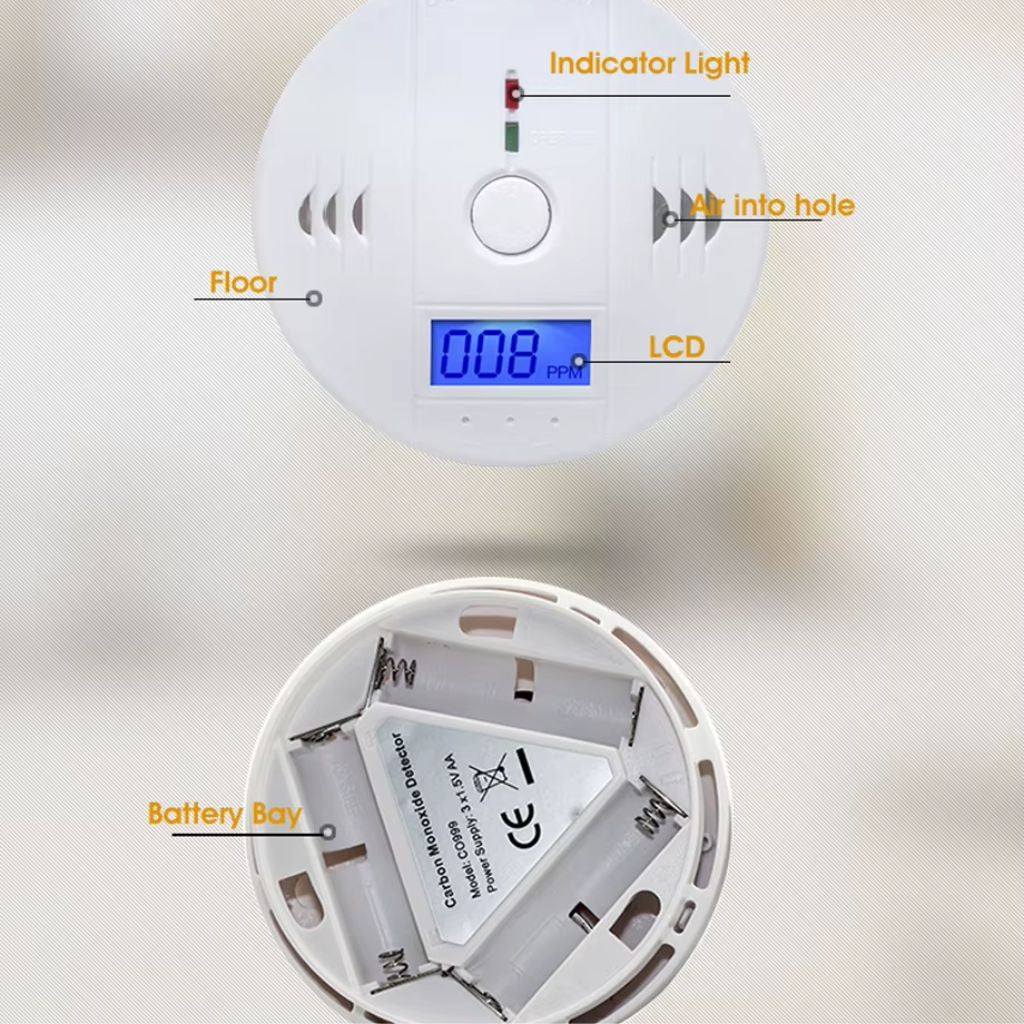 Alarme de monoxyde de carbone avec écran LCD - جهاز إنذار أول أكسيد الكربون