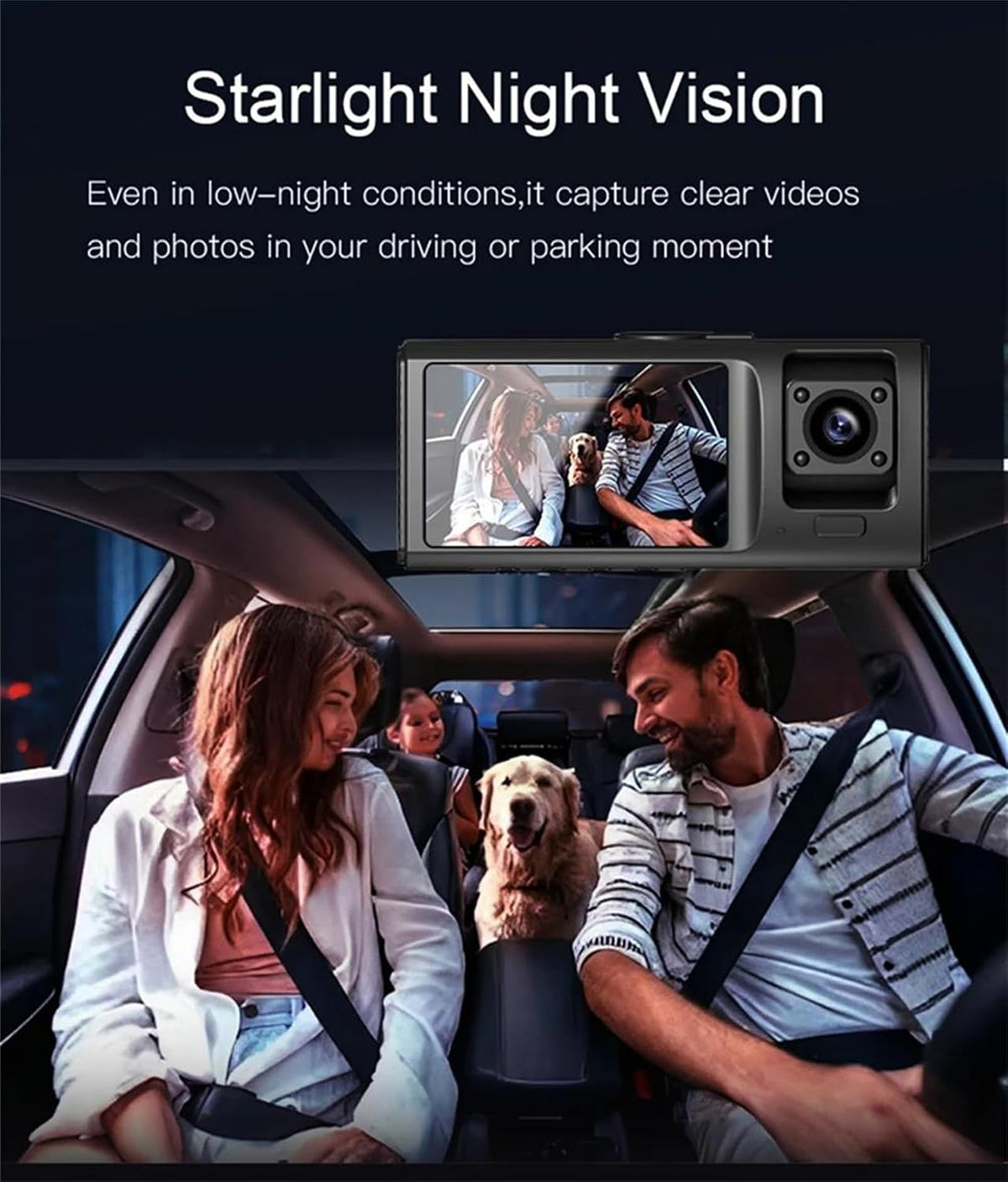 Caméra de Tableau de Bord Triple 3 Canaux et Dashcam Grand Angle - كاميرا سيارة داش كام ثلاثية العدسات للمراقبة الشاملة