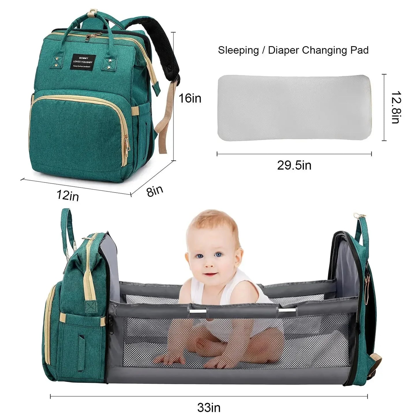 Sac à dos et landau pour bébé pliable 3in1