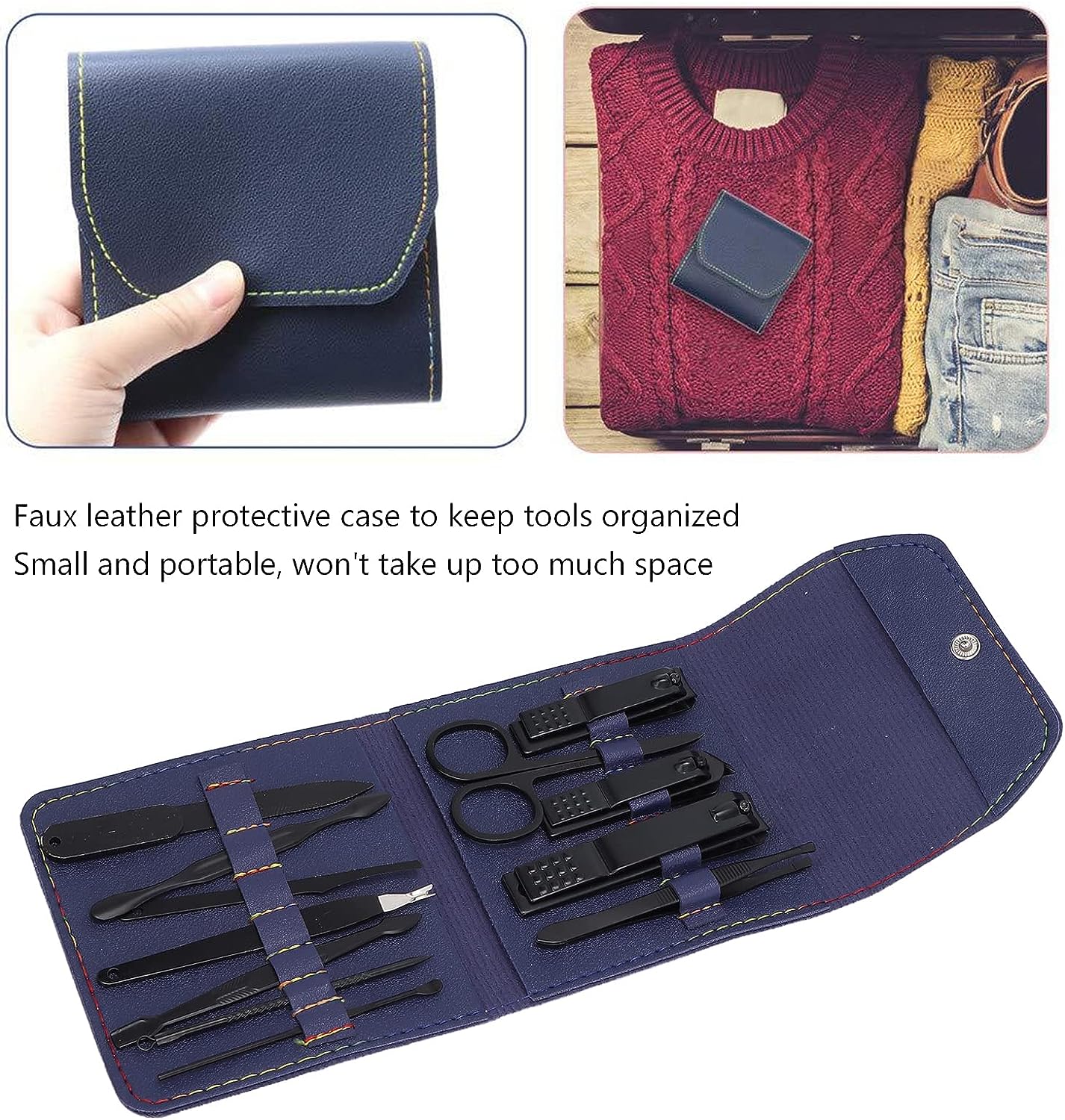 Ensembles 12 pcs de coupe-ongles professionnels en acier inoxydable
