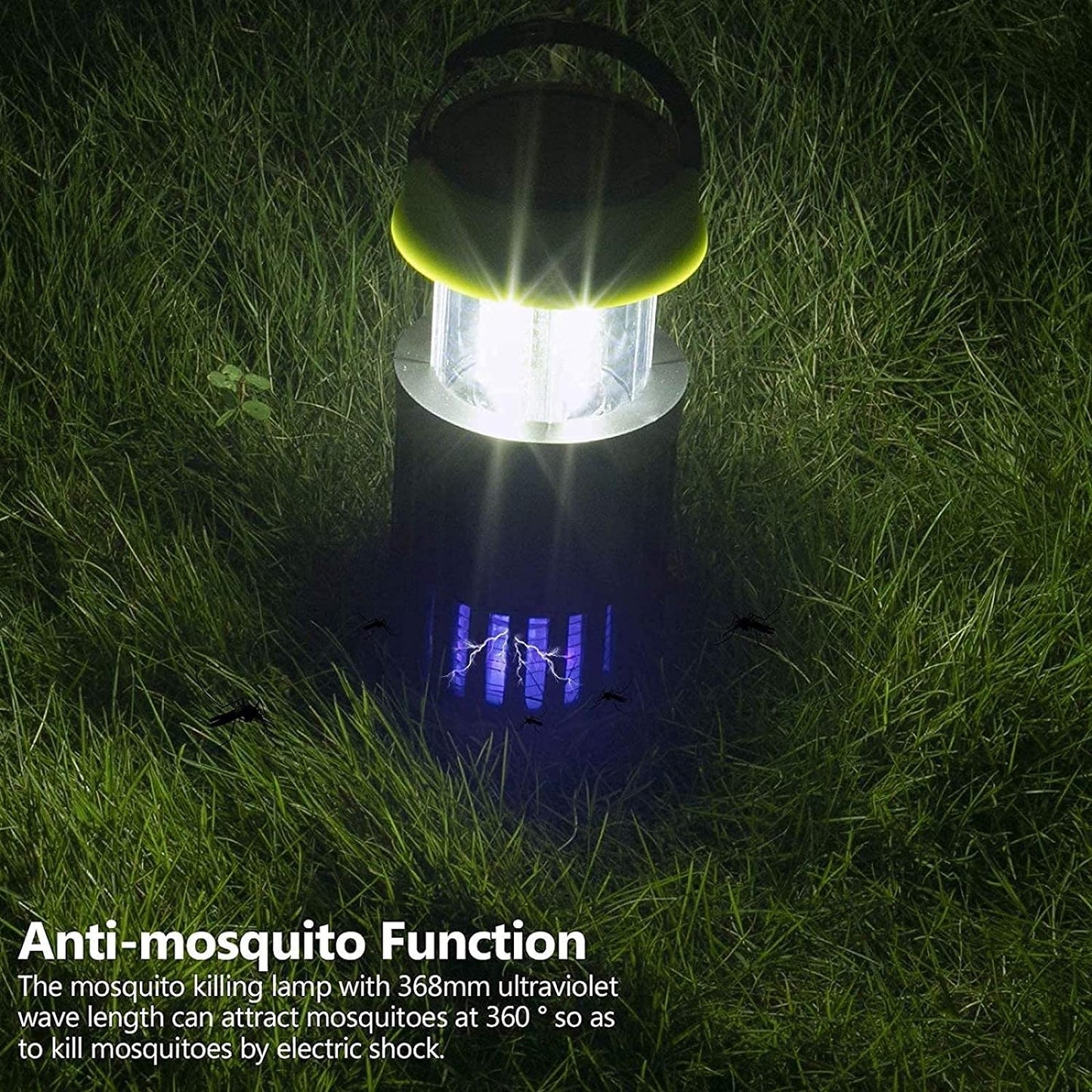 lampe anti-moustiques rechargeable de camping 3en1 à énergie solaire IP65