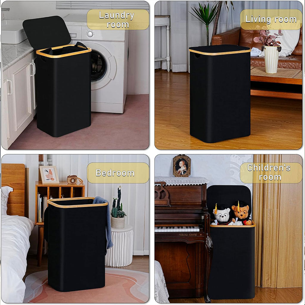 Panier à linge pliable de haute qualité 70L avec couvercle – سلة أغراض منزلية