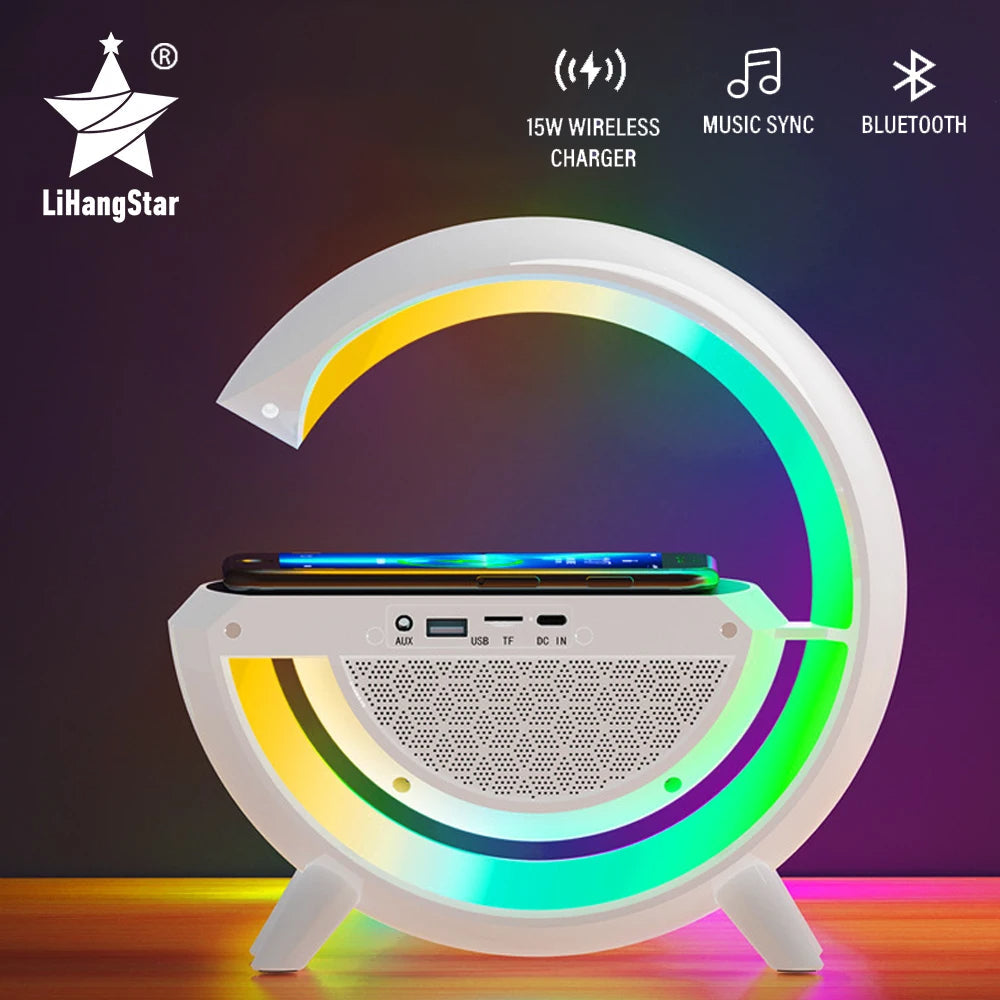 Lampe De Chevet RGB intelligente type Big G Wireless Charger / Speaker Bluetooth 5.2 HM-3201 | YN-2209