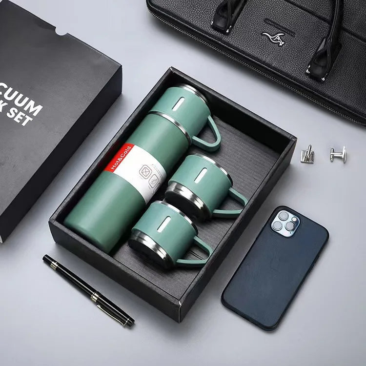 Ensemble Thermos avec 3 tasses thermique 500ml en acier inoxydable تنزوت