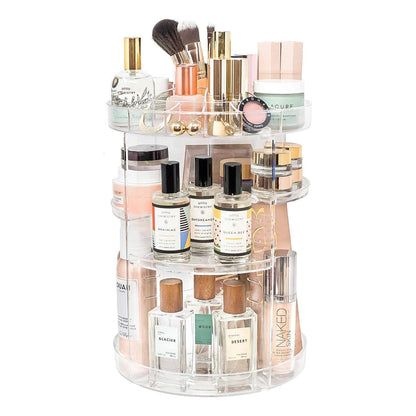 Organisateur de maquillage rotatif à 360 ° en Crystal acrylique