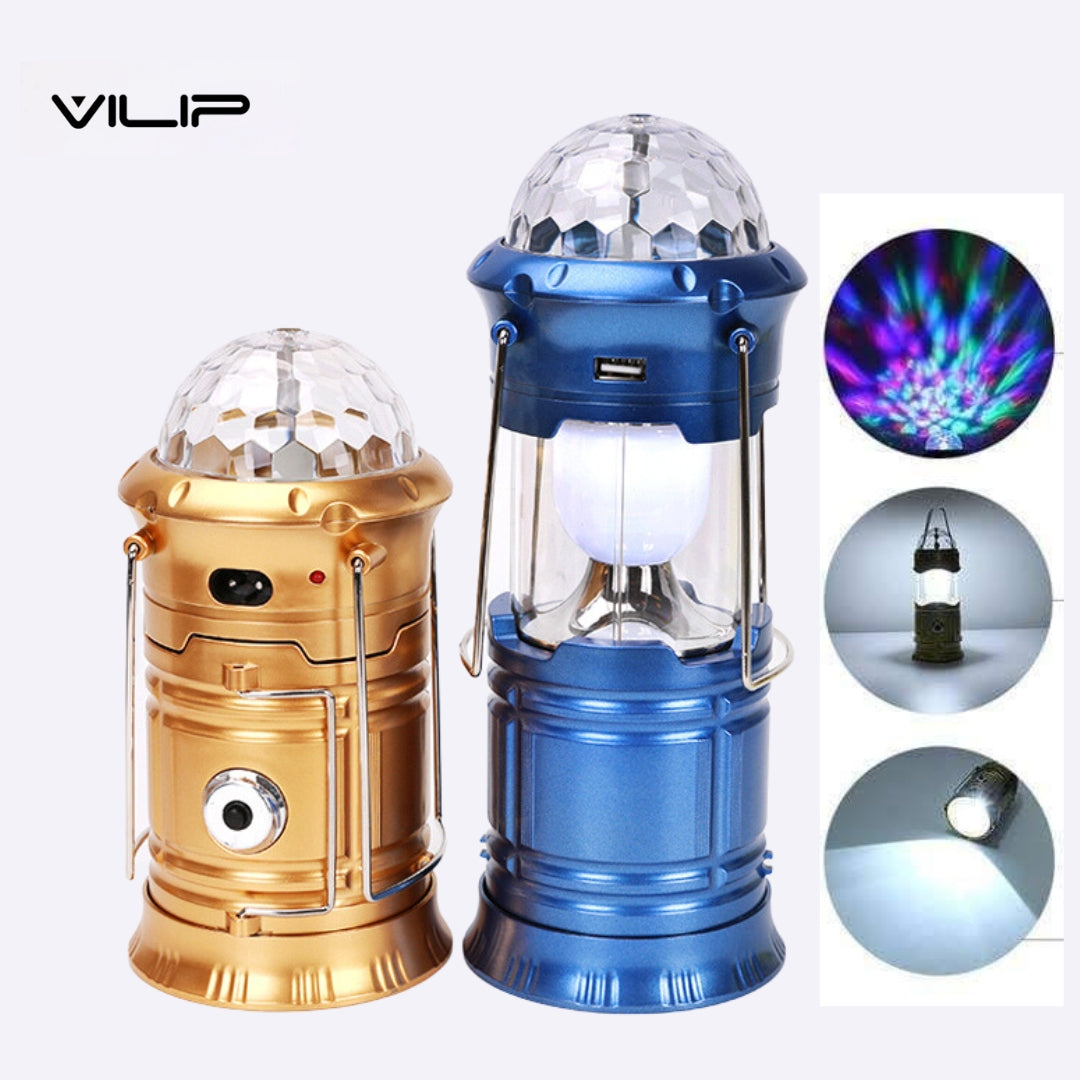 Camping light lantern 3IN1 multi-fonction Rechargeable lamp ,torch ,disco ball rotatif تنزوت