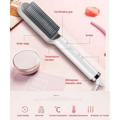 Brosse à cheveux chauffante en céramique 6 niveaux de chaleur 360° – Lisseur HQT-909B