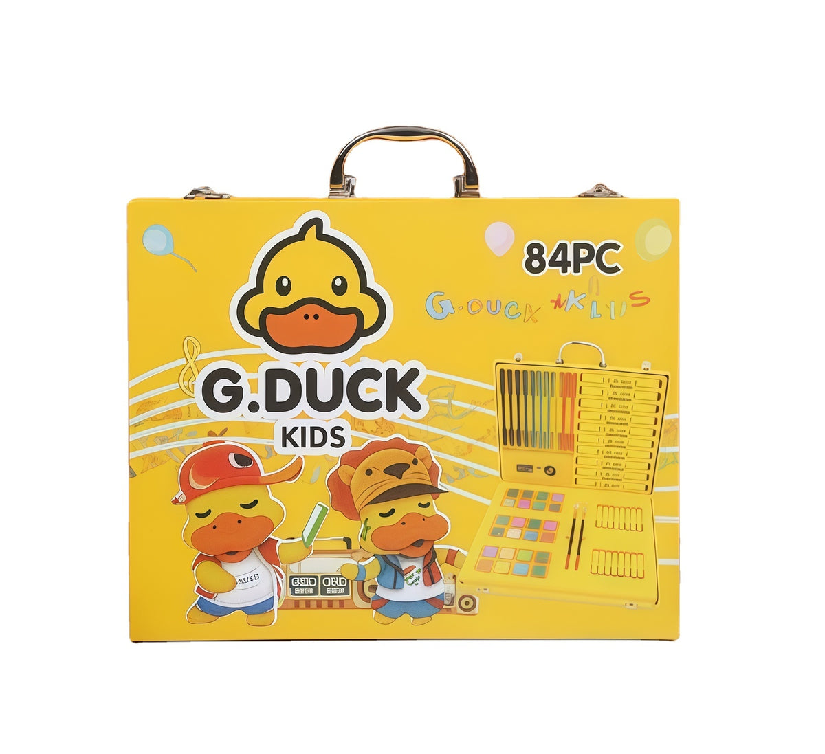 Coffret d'Art Peinture et Coloriage pour Enfants Mallette Canard Jaune - علبة أدوات الرسم والتلوين للأطفال مع حقيبة