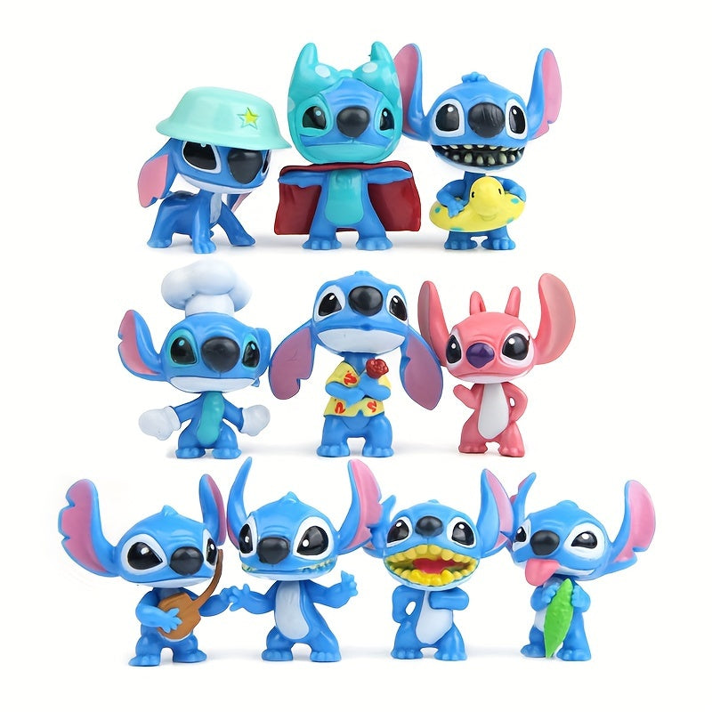 Ensemble 10 Pcs Disney-Figurines Stitch en PVC تنزوت