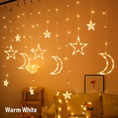 Guirlande LED Ramadan en Forme de Croissant et D’étoiles V3 – ستائر رمضانية مضيئة على شكل هلال ونجمة