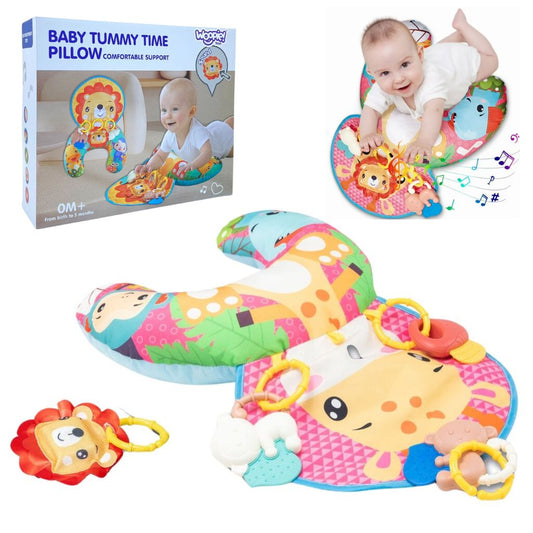 Coussin de Jeu Bébé - Jouet d'Éveil Sensoriel Montessori avec Animaux Sonores – وسادة البطن للرضع تنزوت