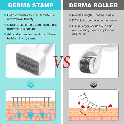 Derma Stamp Professional ديرما ستامب بإبر تيتانيوم قابلة للتعديل 0–3 مم | 140 إبرة للشعر واللحية والبشرة