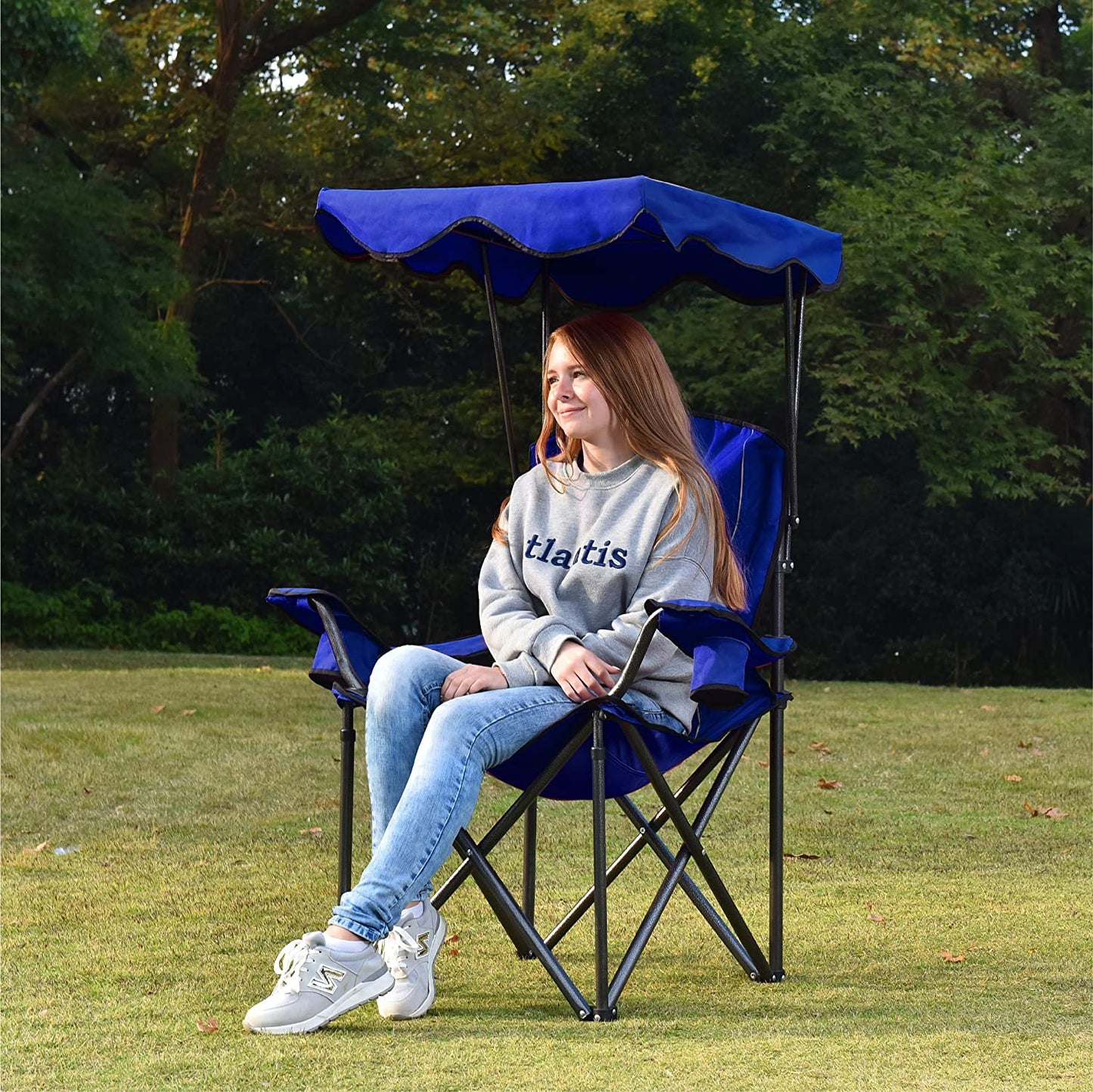 Chaise Longue Pliable Avec Porte Goblet Et Ombrelle