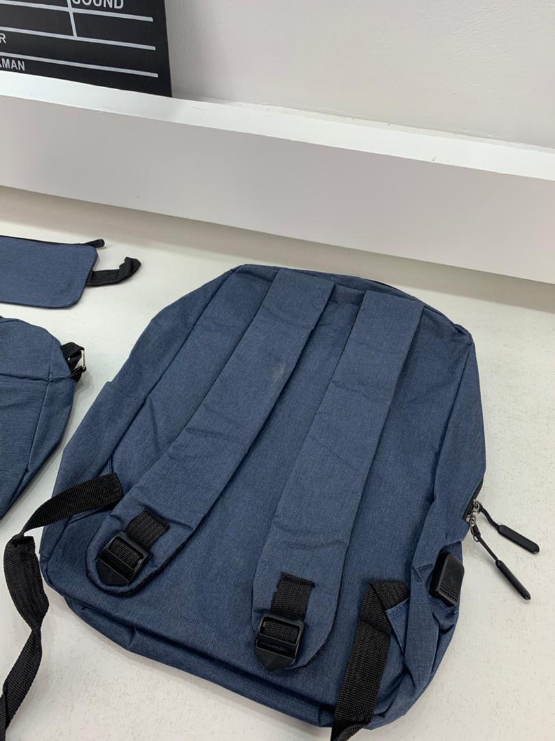 Sac à dos homme avec sac bandoulière et trousse 3en1 bleu 2775-11 – محفظة ظهر رجالية 3 قطع أزرق