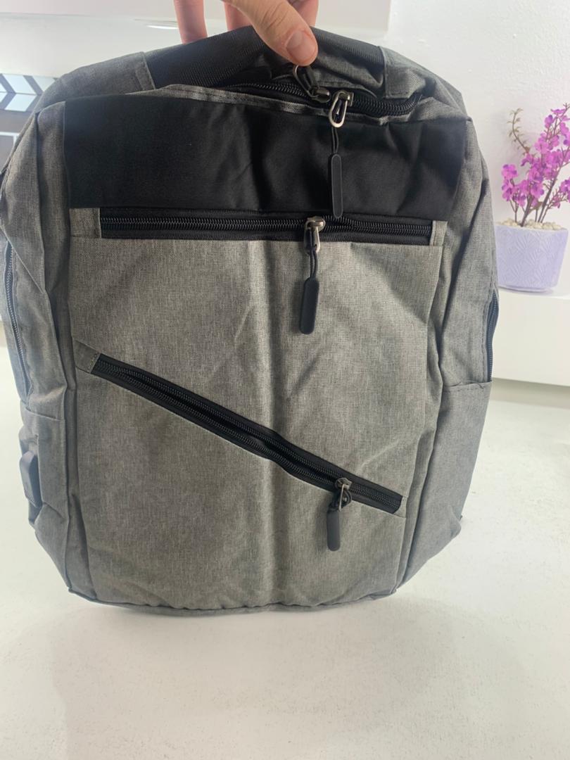 Sac à dos homme avec sac bandoulière et trousse 3en1 gris 127772-5 – محفظة ظهر رجالية 3 قطع رمادي