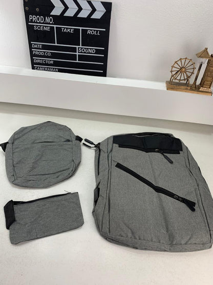 Sac à dos homme avec sac bandoulière et trousse 3en1 gris 127772-5 – محفظة ظهر رجالية 3 قطع رمادي