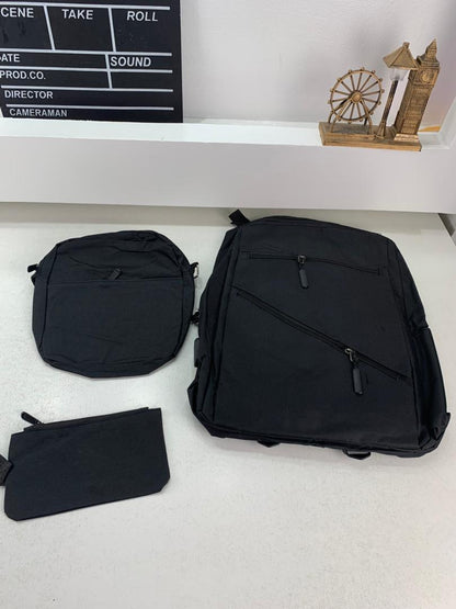 Sac à dos homme avec sac bandoulière et trousse 3en1 noir 127772-5 – محفظة ظهر رجالية 3 قطع أسود