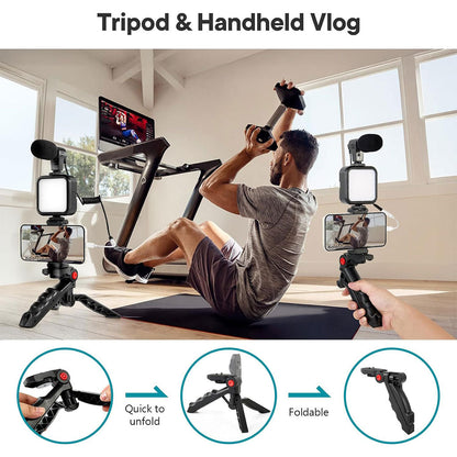 Kit de Vlogging pour smartphone et appareil photo avec microphone et LED RGB