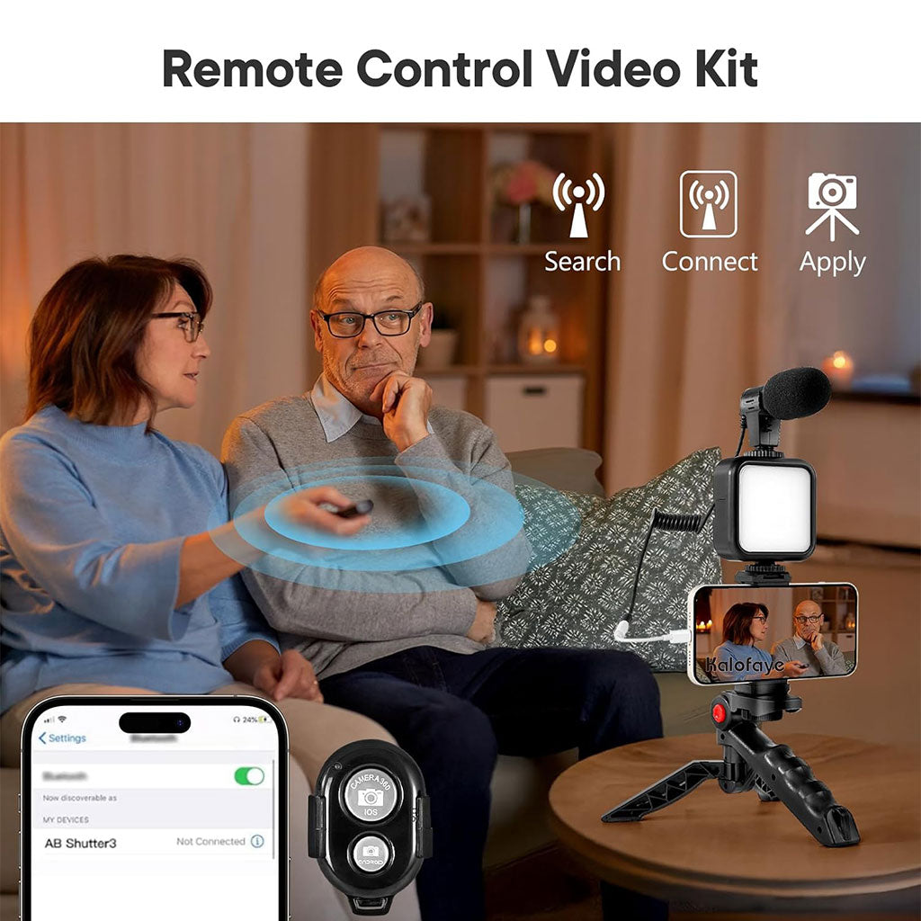 Kit de Vlogging pour smartphone et appareil photo avec microphone et LED RGB