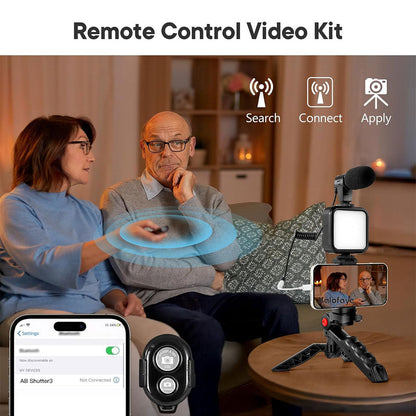 Kit de Vlogging pour smartphone et appareil photo avec microphone et LED RGB