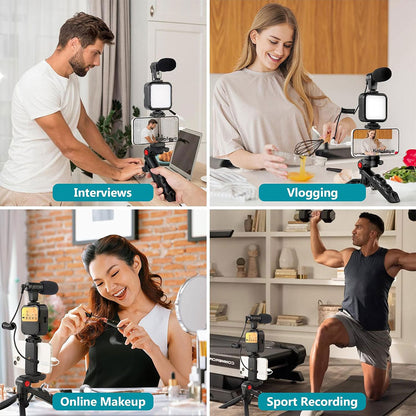Kit de Vlogging pour smartphone et appareil photo avec microphone et LED RGB