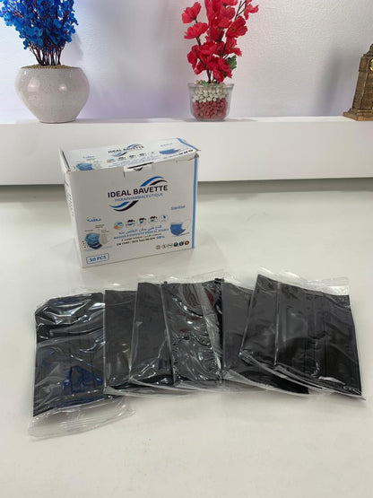 Lot de 50Pcs Bavettes jetables à trois couches - علبة كمامات سوداء