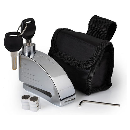 Antivol à disque en acier inoxydable 110 dB avec clés et pochette de transport – جهاز إنذار مضاد سرقة للدرجات