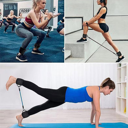 Bandes de résistance pour les jambes avec sangle de cheville 5Pcs – طقم أشرطة تدريب قابلة للتمدد