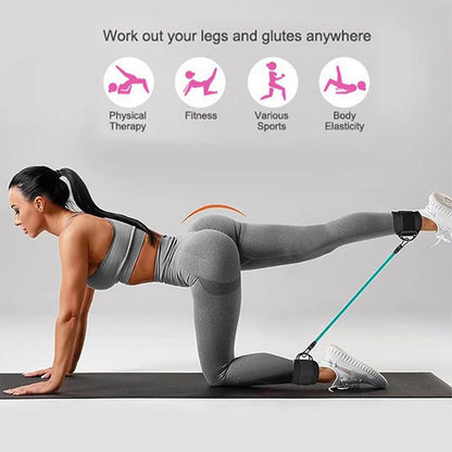 Bandes de résistance pour les jambes avec sangle de cheville 5Pcs – طقم أشرطة تدريب قابلة للتمدد