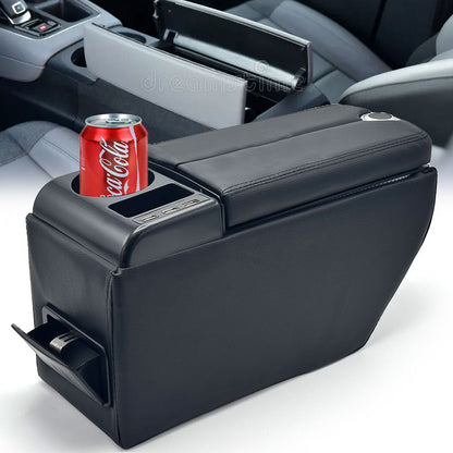Organisateur de Console Centrale Voiture avec Accoudoir et Porte-Gobelet USB – منظم أغراض ومسند سيارة تنزوت