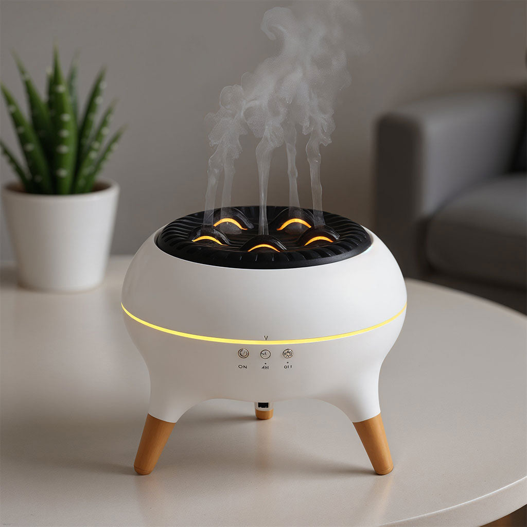 Diffuseur d’huiles essentielles ultrasonique 350 ml avec télécommande et lumières – جهاز تعطير الجو تنزوت